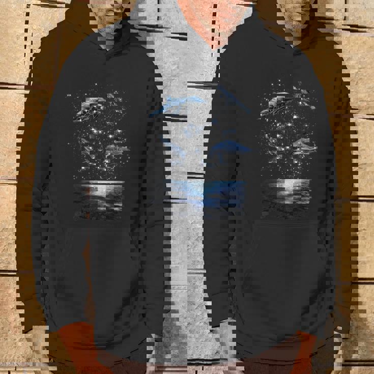 星座イルカ、天体宇宙銀河イルカ パーカー ライフスタイル