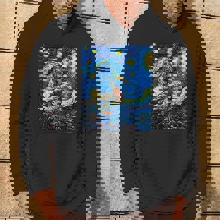 星空の下のアヒル アート グラフィック 誕生日 クリスマス パーカー ライフスタイル