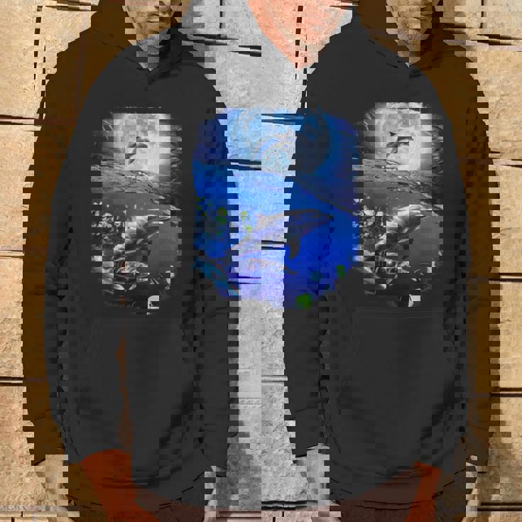 月 イルカ 宇宙 イルカ パーカー ライフスタイル