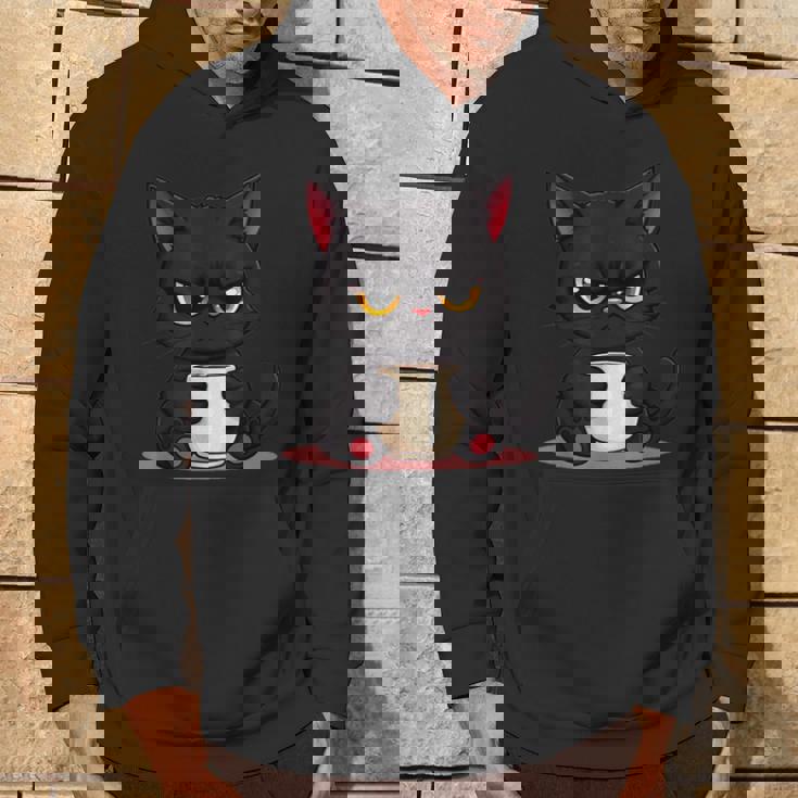 朝が嫌いなコーヒーと可愛い黒猫 パーカー ライフスタイル