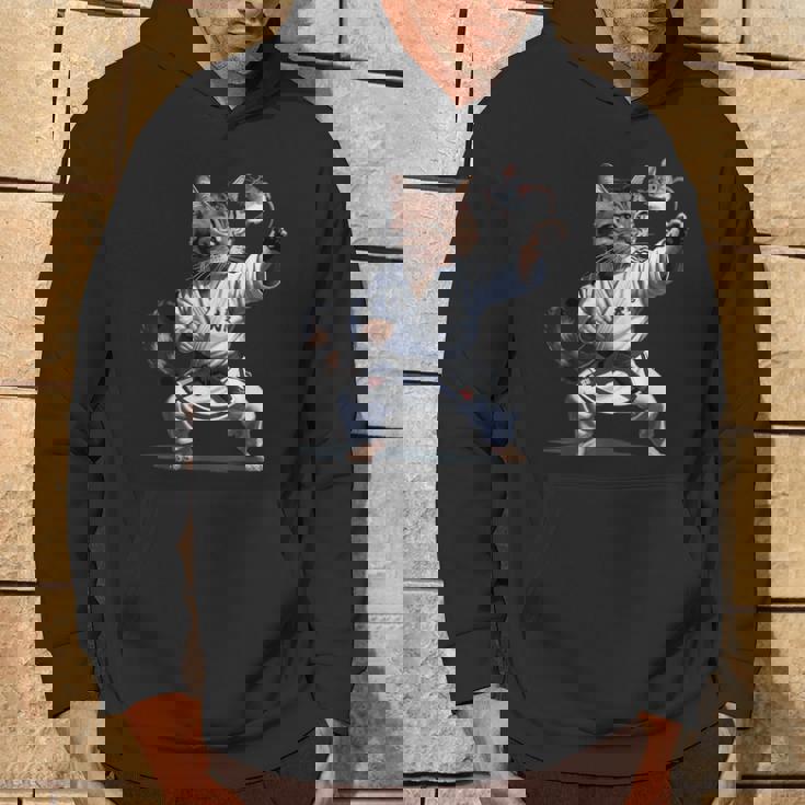 格闘技 猫 空手 黒帯 おもしろ戦闘機 パーカー ライフスタイル