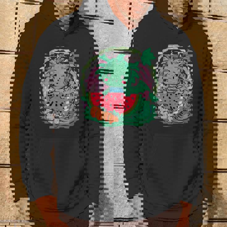 桃とスイカの漫画かわいいドラゴン パーカー ライフスタイル