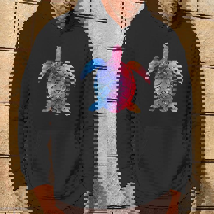 水彩画のようなウミガメのシルエット パーカー ライフスタイル