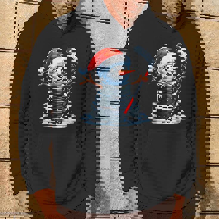 漫画 アイスホッケーパック 雪だるま サンタ帽子付き クリスマス パーカー ライフスタイル