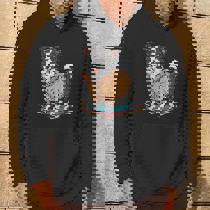 漫画の外観のかわいいボーダーコリー パーカー ライフスタイル