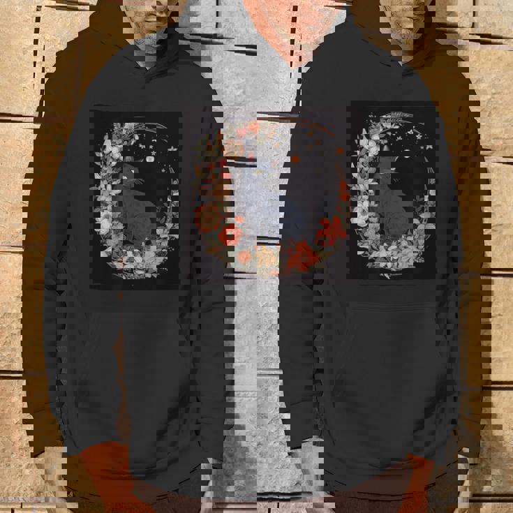 猫 月 花柄 グラフィック パーカー ライフスタイル