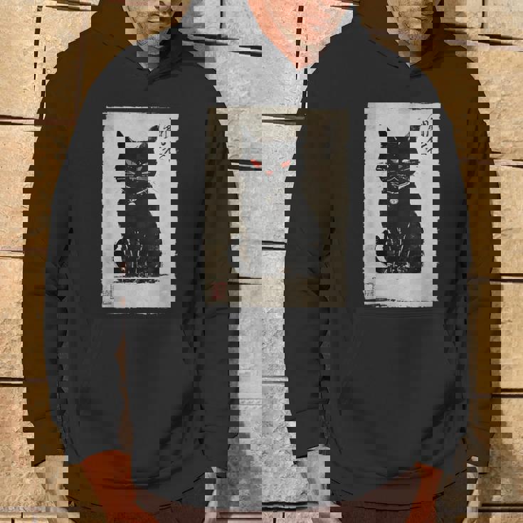 猫 鬼 ハロウィン 日本 ミニマリスト 墨絵 浮世絵風 パーカー ライフスタイル