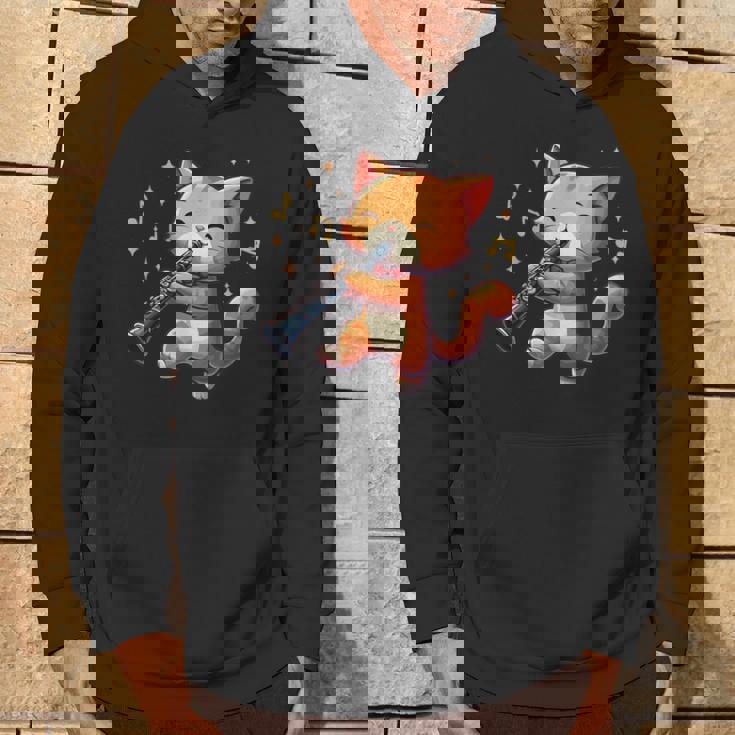 猫好きのためのかわいい猫のデザイン 猫がクラリネットを弾く パーカー ライフスタイル