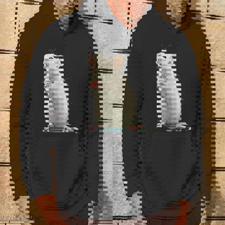 白いネズミが好きな人のための面白い見た目の白いネズミ パーカー ライフスタイル