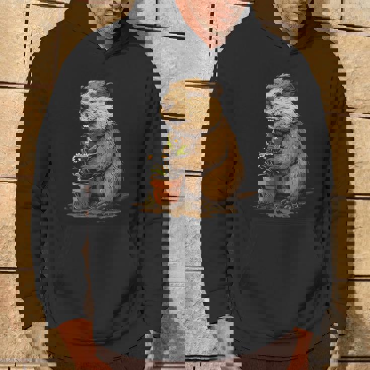 自然からインスピレーションを得た衣装愛好家のための鉢植え付き楽しいビーバー パーカー ライフスタイル