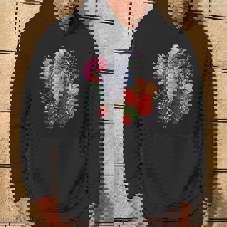 花と蝶とヨウム パーカー ライフスタイル