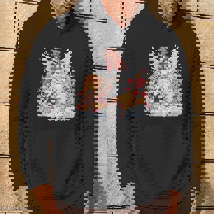 花に囲まれたライオンの天使 美しい天使 パーカー ライフスタイル