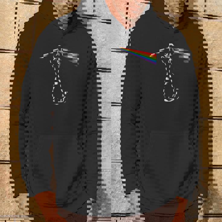 虹に光を曲げる猫、スペースプログレッシブロックミュージック パーカー ライフスタイル