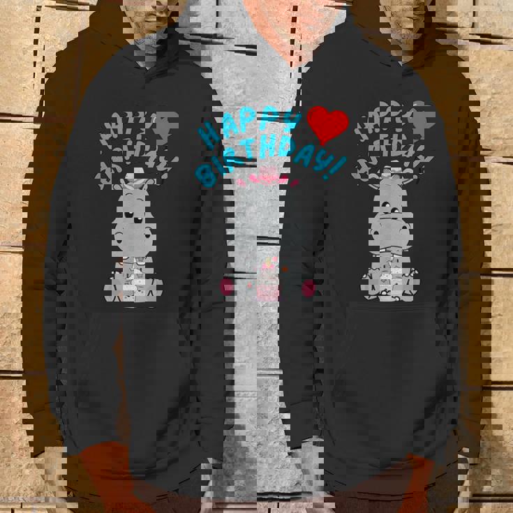 誕生日おめでとうギフト かわいいカバが彼女の誕生日を祝います パーカー ライフスタイル