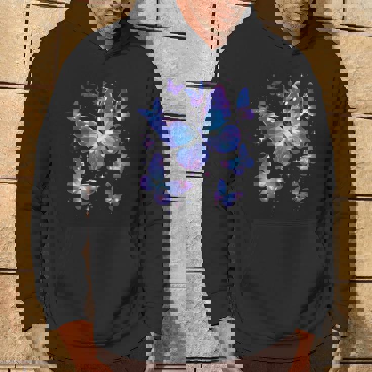 青と紫の模様の蝶たち 昆虫プリント パーカー ライフスタイル