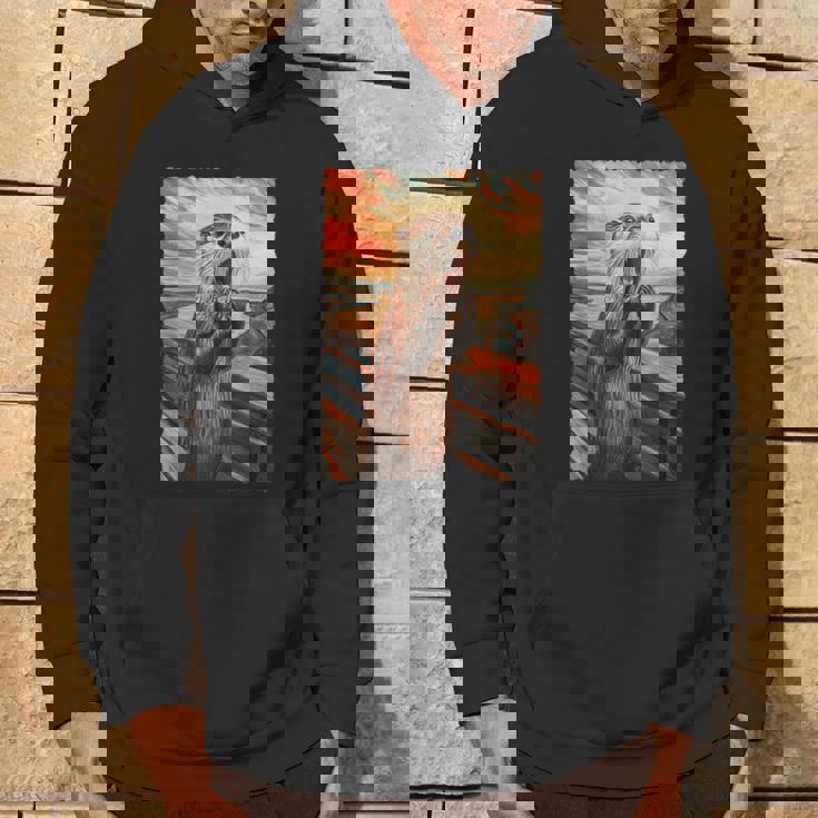 面白い レトロ ムンク 悲鳴 芸術的 絵画 パロディ カワウソ 恋人 パーカー ライフスタイル