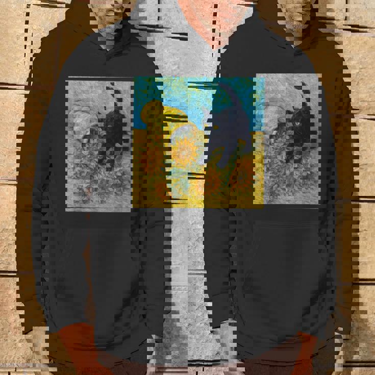 面白いゴッホのひまわり、猫のミーム、黒猫のアート。 パーカー ライフスタイル