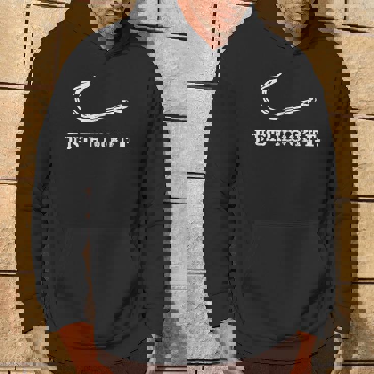 面白いジャストフックイット釣りしゃれ魚ギフトレイクボートアドベンチャー パーカー ライフスタイル