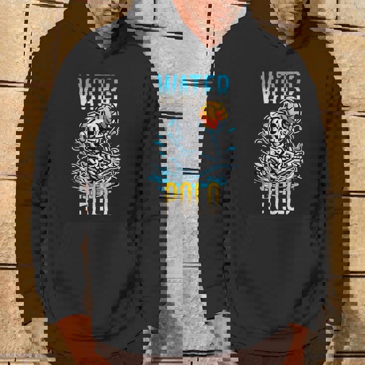 面白いスケルトン水球スポーツファン漫画スタイル パーカー ライフスタイル