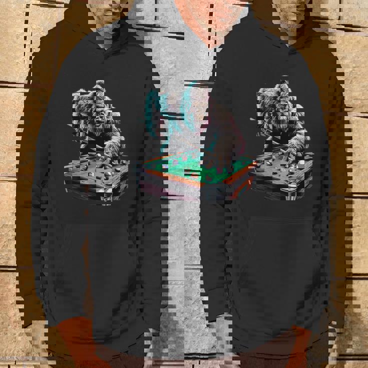 面白いビッグフットサスカッチ ビリヤード プールプレーヤー 男性 男の子 パーカー ライフスタイル