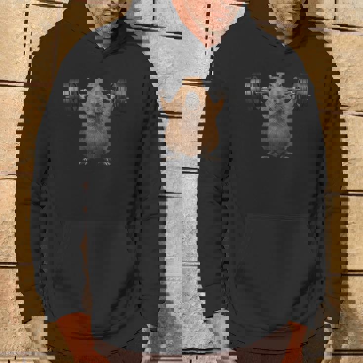 面白い動物 カピバラ げっ歯類 ウエイトリフティング フィットネスジム パーカー ライフスタイル