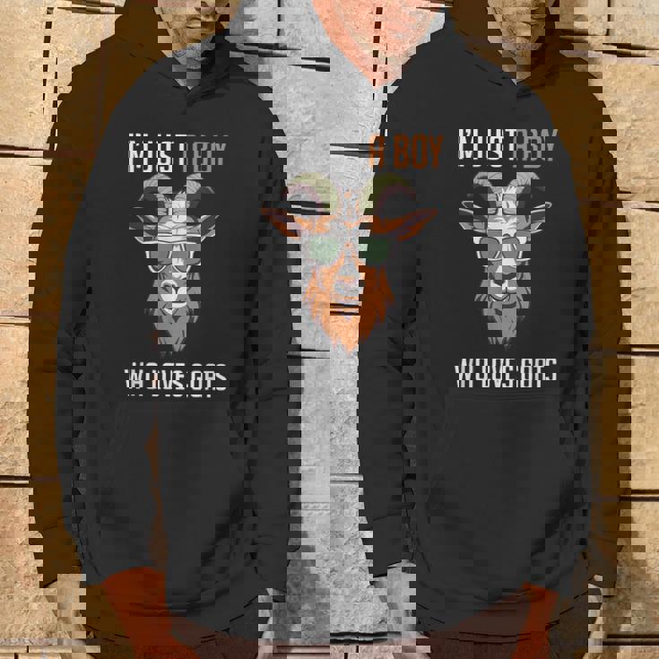 面白い農場の動物 ヤギ好き ただの少年 ヤギが大好きな人 パーカー ライフスタイル