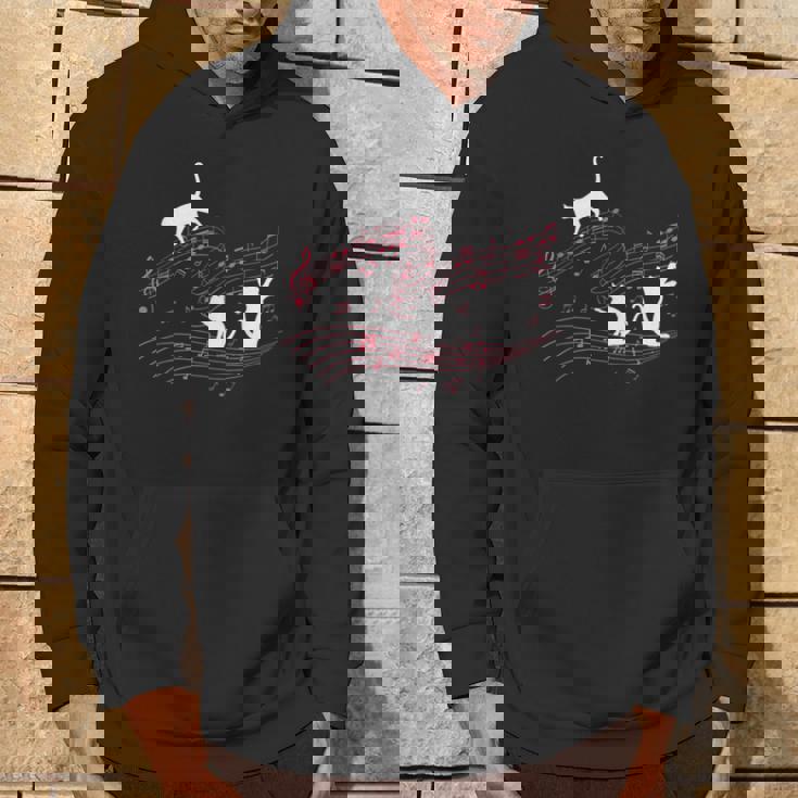 音符で遊ぶ3匹の猫 楽譜 パーカー ライフスタイル