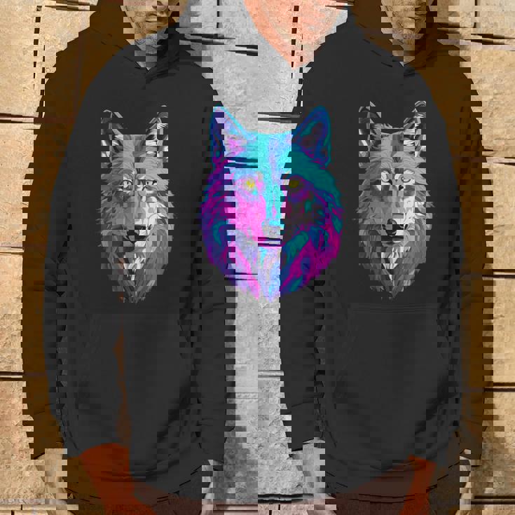 鮮やかなマルチカラーオオカミ パーカー ライフスタイル