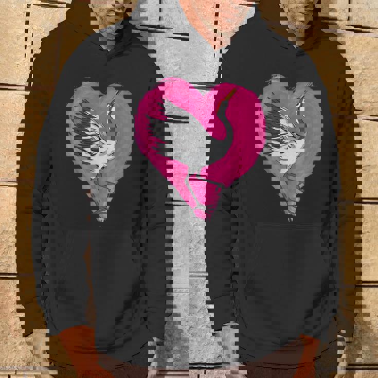 鶴 ハートデザインラブ 鶴 恋人 鶴 パーカー ライフスタイル