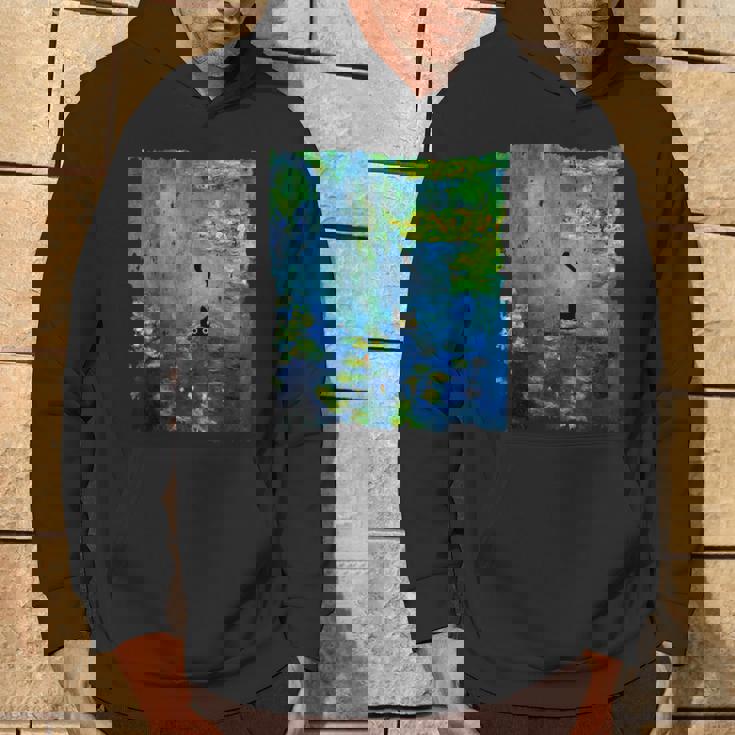 黒猫モネのスイレン絵画アート 猫好き パーカー ライフスタイル