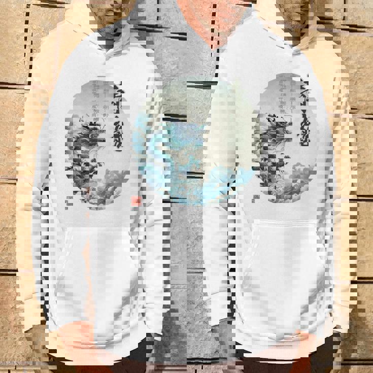 4神 青龍 漢詩 龍 雲 空 舞う バックプリント パーカー ライフスタイル