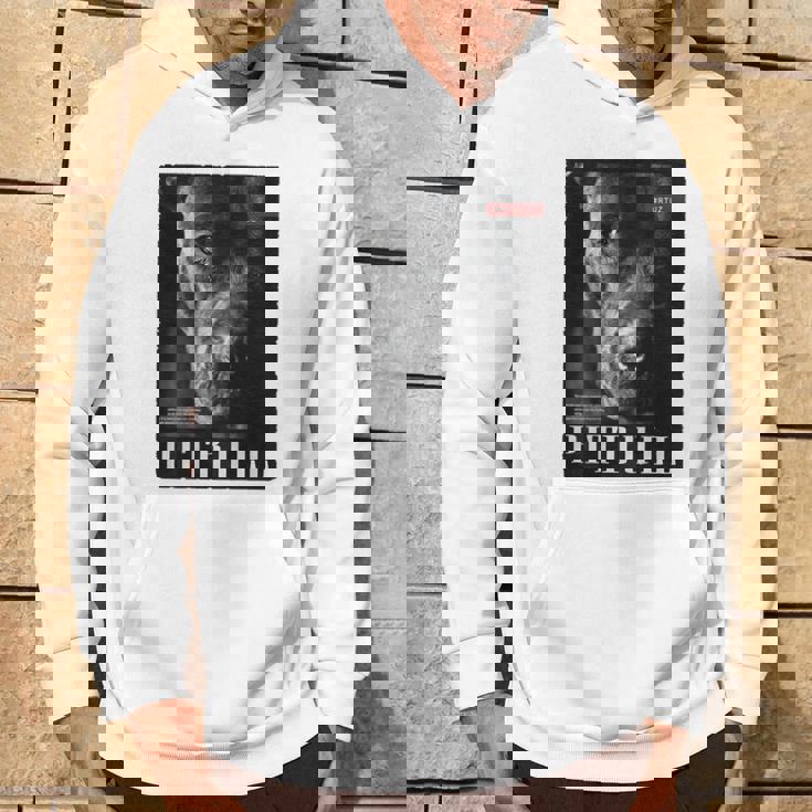 Backprint 野生の犬ピットブルテリアのポートレートブルドッグのバックプリントピットブル パーカー ライフスタイル