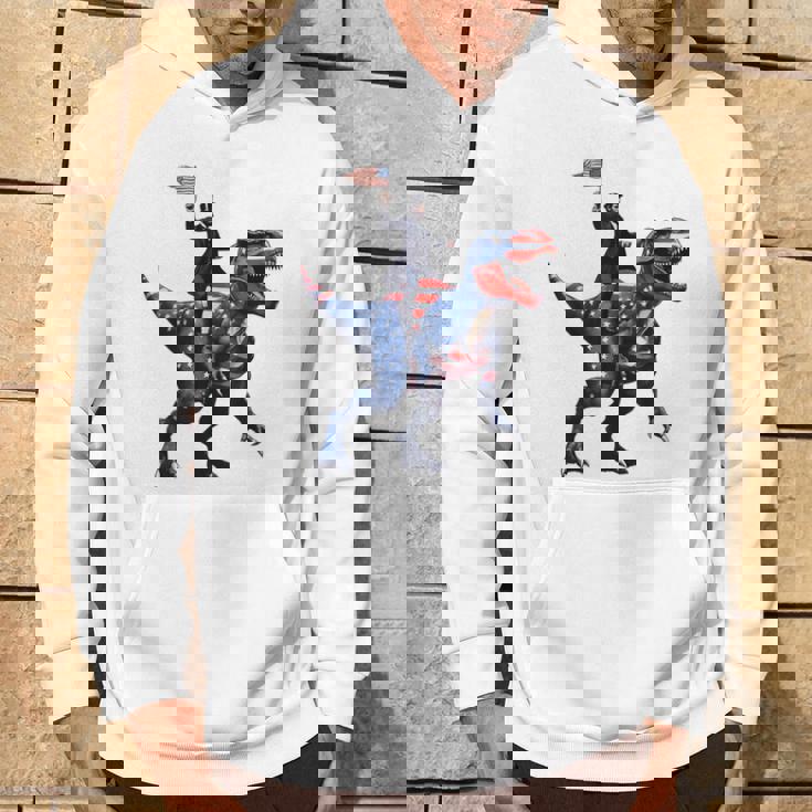 Dino Abraham Lincoln 4Th Of July Boys American Flag パーカー ライフスタイル