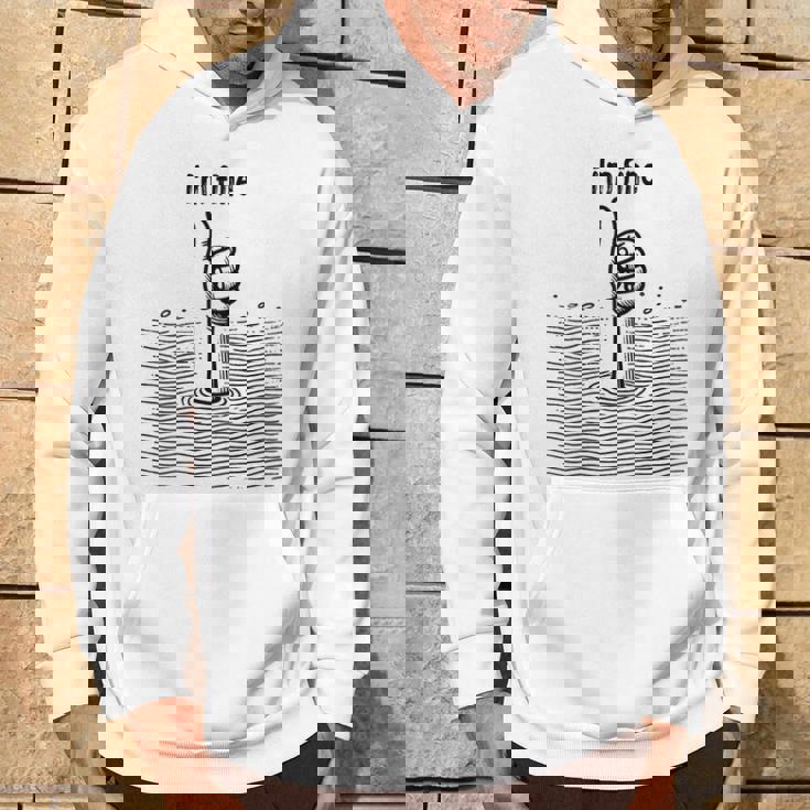 I'm Fine Thumbs Drowning Up メンズ レディース 皮肉なユーモア ジョーク パーカー ライフスタイル