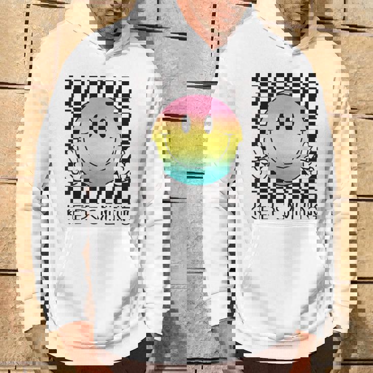 Keepmiling キュート 面白い ハッピー 平和 笑顔 ポジティブ パーカー ライフスタイル