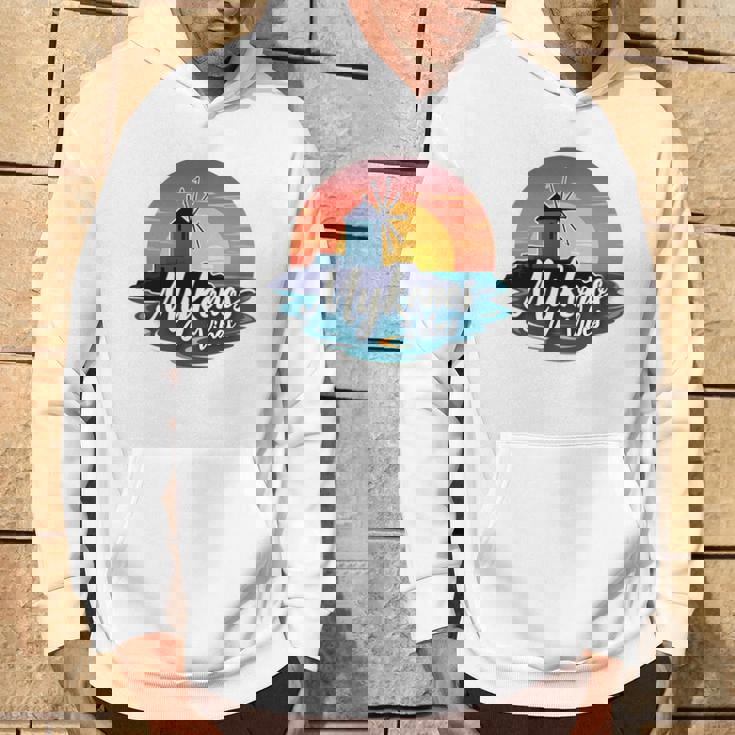 Mykonosibes ヴィンテージ 夕日 ギリシャの島 ギリシャ お土産 長袖tシャツ パーカー ライフスタイル