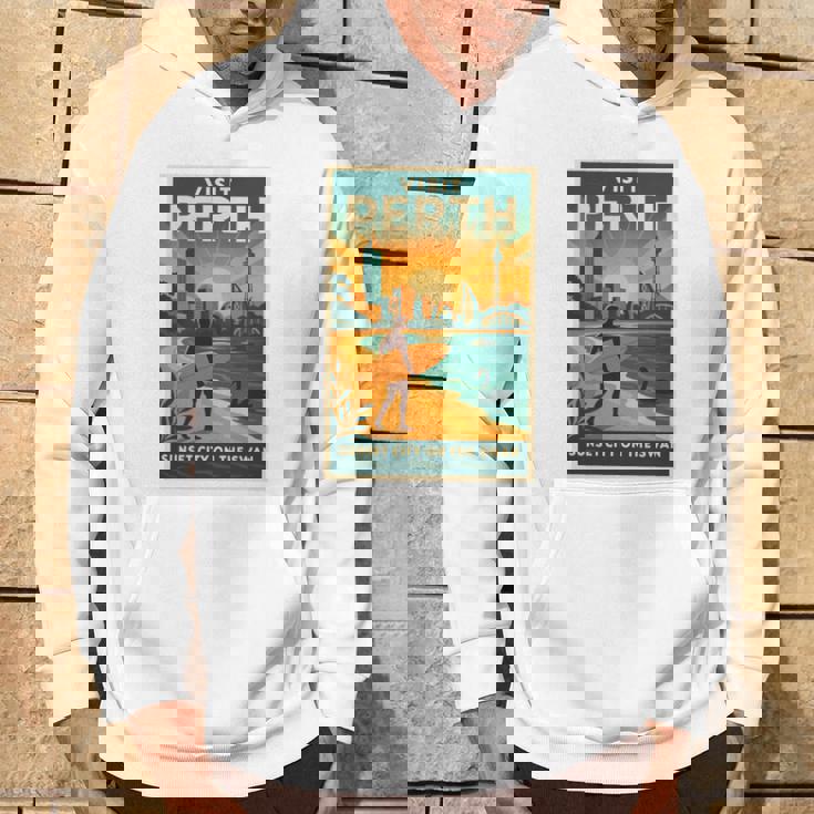 Perth Australia – ビンテージ旅行ポスタースタイル 長袖tシャツ パーカー ライフスタイル