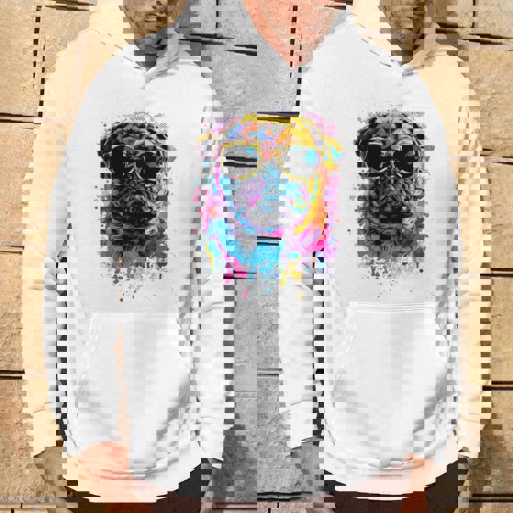 Pug Dog Lovers カラフル ポップアート パグ 長袖tシャツ パーカー ライフスタイル