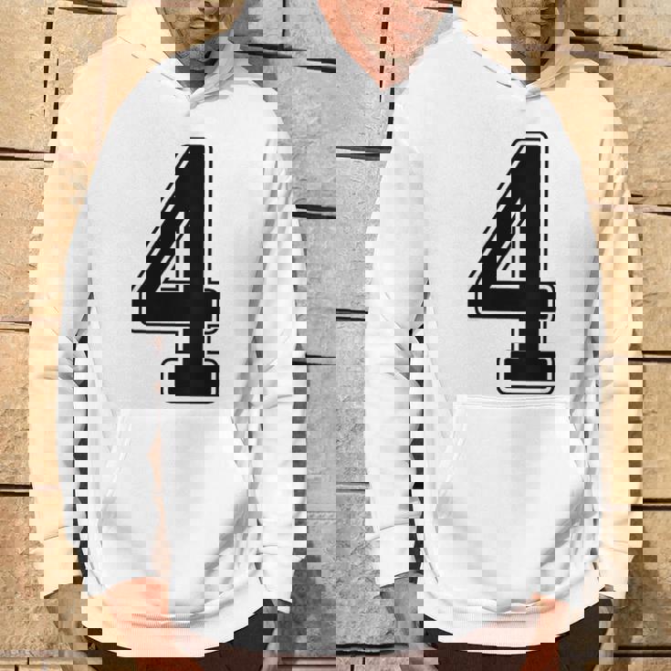 【バックプリント・背中側】4 数字 背番号 ユニフォーム ナンバー【ブラック／黒の文字】スポーツ 野球 サッカー 部活 パーカー ライフスタイル