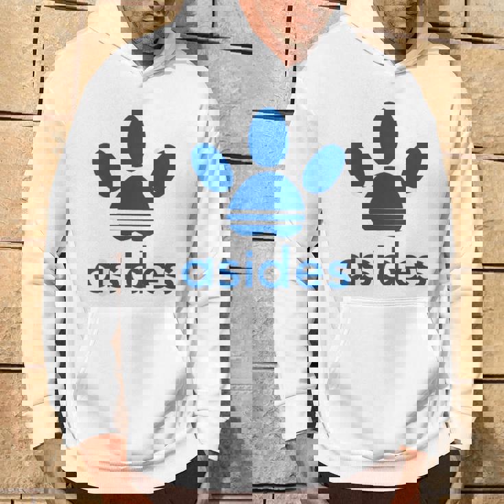 【バックプリント・背中側】Asides アシデス 足です。肉球です。【変なtシャツ屋】スポーツ ブランド パロディ 面白 パーカー ライフスタイル