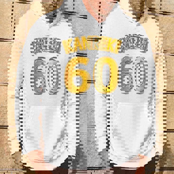 【バックプリント・背中側】還暦 六十歳 60才（ユニフォーム風）赤 レッド【金プレート風 文字】誕生日 面白 パーカー ライフスタイル