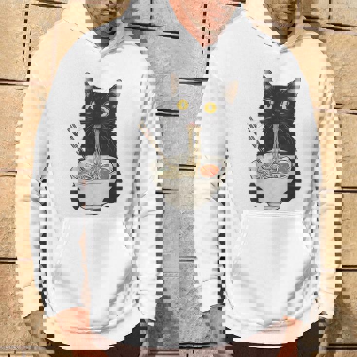 おもしろ猫 食べる 麺 ラーメン 日本猫 食べる 麺 パーカー ライフスタイル