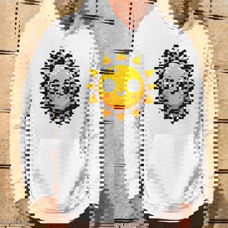 かわいい 漫画 太陽 放射 オレンジ イエロー 愛らしい パーカー ライフスタイル