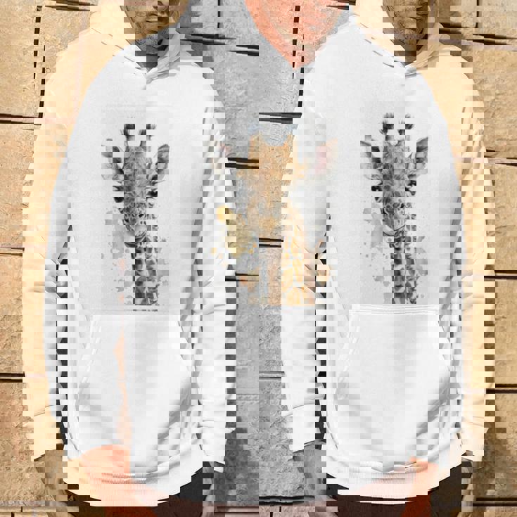 かわいい水彩画 キリン 赤ちゃん 美的 動物 アート 絵画 長袖tシャツ パーカー ライフスタイル