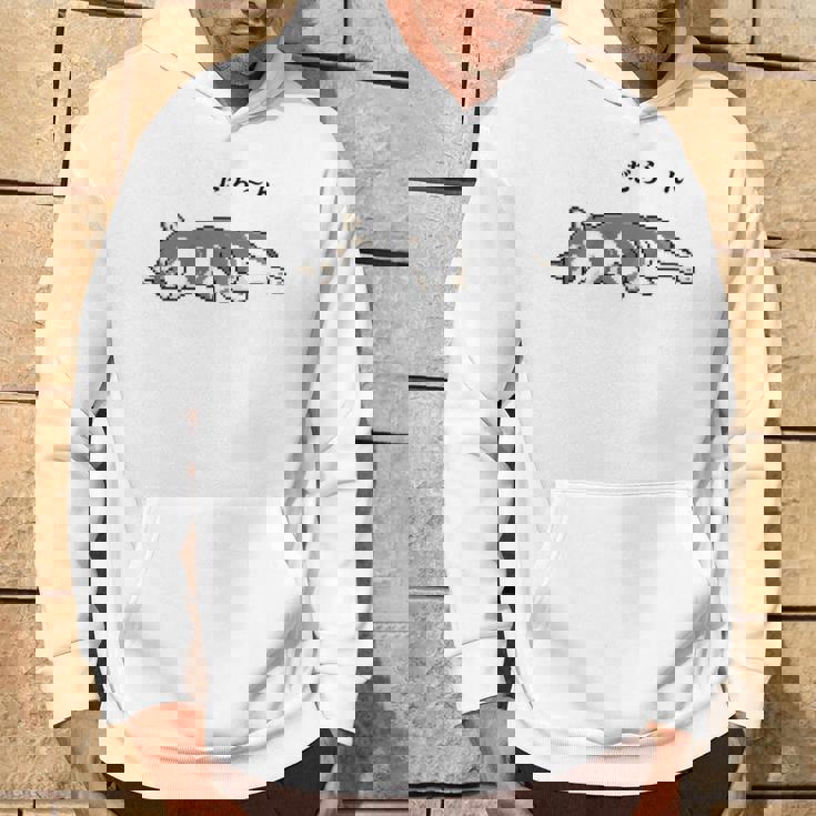 だらーんとくつろいでいる黒柴 柴犬のドット絵 長袖tシャツ パーカー ライフスタイル