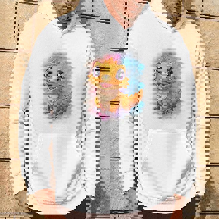 ひげを生やしたドラゴンの白い服のレインボーフラッグ パーカー ライフスタイル