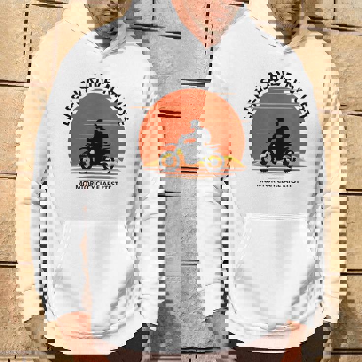 アドベンチャー バイク おもしろ ツーリング 人生は冒険だ オフロードバイクバイク イラスト パーカー ライフスタイル