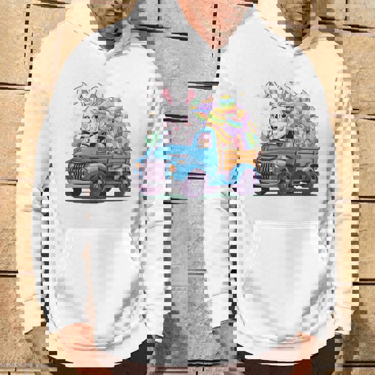 イースタートラッカー-面白いイースターバニーボーイズイースターネストトラック 長袖tシャツ パーカー ライフスタイル