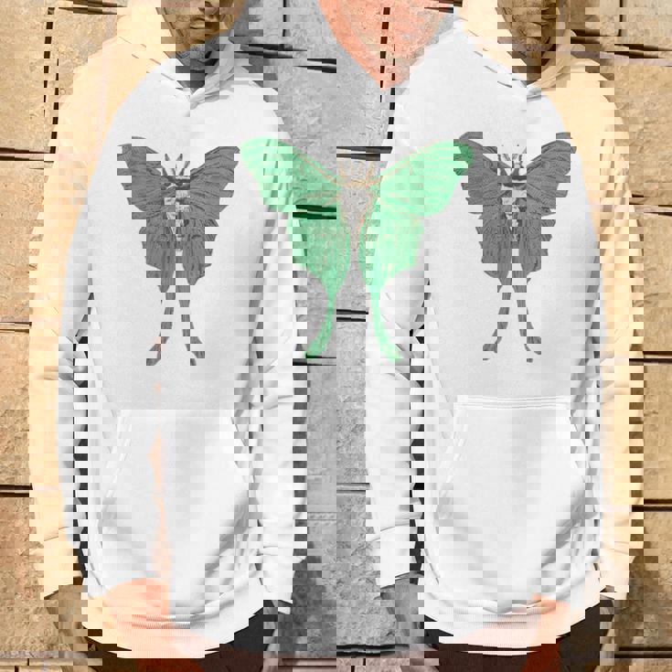 オオミズアオ ルナモス 薄い 緑色 黄緑色 蛾 Luna Moth レトロ 虫 昆虫 イラスト かっこいい おしゃれ パーカー ライフスタイル