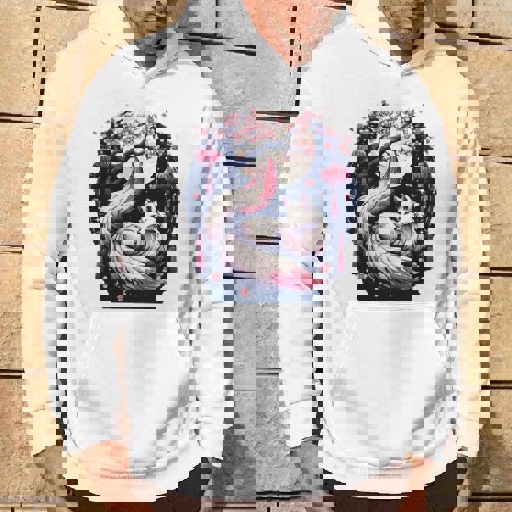 キツネ キツネ 桜 花 日本 九尾狐 長袖tシャツ パーカー ライフスタイル